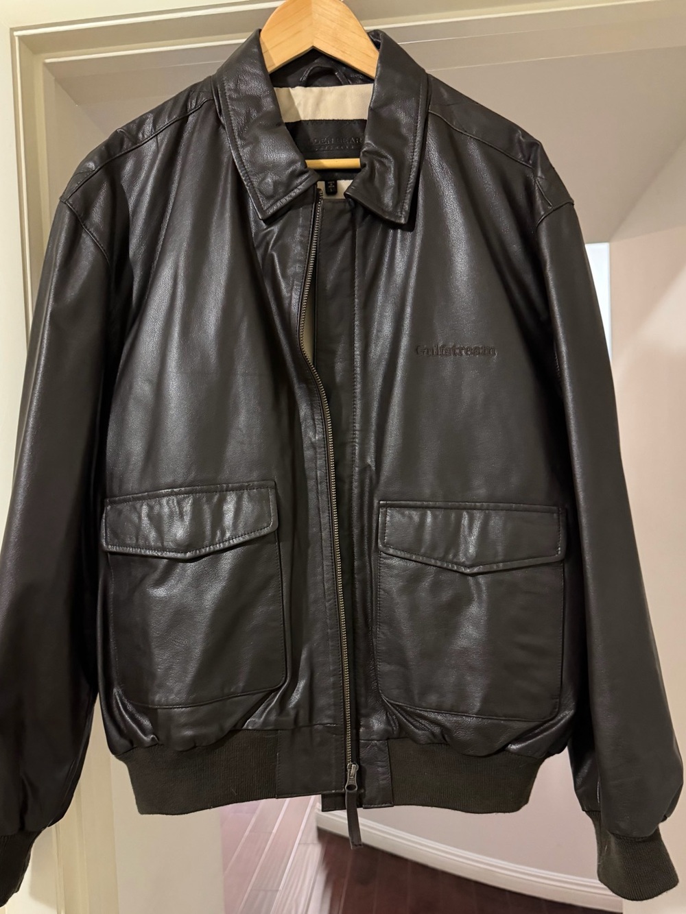 Golden Bear Men's Dark Brown Genuine Leather Bomber Jacket